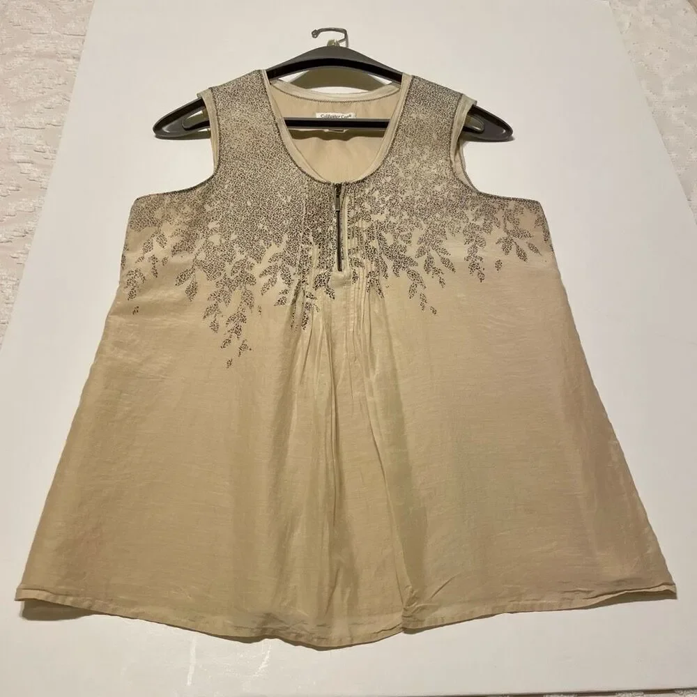 Coldwater Creek Cotton/Silk Blend Sleeveless Top, M boho, hippie, mature summer